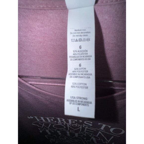 Bella+Canvas Womens Graphic Tee "Here's To Strong Women" Large Purple White Cute - Picture 5 of 7